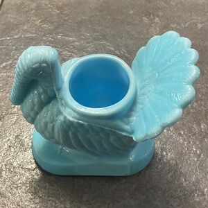 Elegant Blue Ceramic Swan toothpick holder.